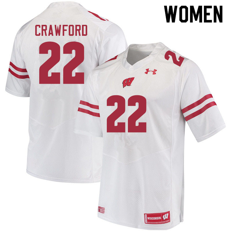 Wisconsin Badgers Women's #22 Loyal Crawford NCAA Under Armour Authentic White College Stitched Football Jersey LS40S40JU